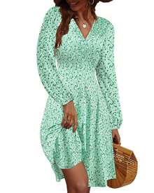 Boho Dividido Envolver Hogar - Flores verdes - Ver 1