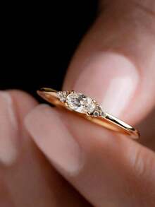 1pc Elegant Cubic Zirconia Ring, Suitable Valentines, Wedding, Engagement, Anniversary Party Jewelry Women Valentines Q8RC - 白色 - 查看 7