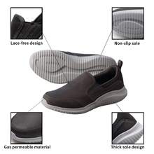 Skechers 透气记忆棉休闲鞋，低帮轻便男鞋，适合室内/室外日常活动，也适合老年人/父亲穿着，型号 8790000 - 炭灰色 - 查看 6