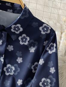 Women's Long Sleeve All-Over Floral Print Casual Arabic Style Top - Multicolor - View 5