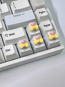 3D Heart Shaped Keyboard Stickers, Nail Art Typing Assist Tool, Raised Keycap Nail Art Typing Assist Tool, Transparent Nail Art Decorative Accessories, DIY Keyboard Cap Self-Adhesive OL Nail Protection Stickers - Multicolor - View 4