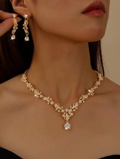 Juego de 3 piezas de joyería para mujer: Collar, Aretes, Accesorios para Fiesta, Novia, Boda, Día de San Valentín