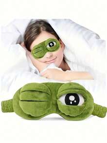 1个可爱青蛙睡眠眼罩，采用萌趣青蛙眼睛和耳朵设计 - 柔软舒适的眼罩，适合旅行、小憩、夜间睡眠 - 舒缓眼部防护罩，S码（轻薄不臃肿） - 彩色 - 查看 3