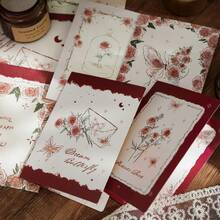 New Year, Valentine's Day, Thanksgiving, Mother's Day, Rose And Butterfly Retro Folding Greeting Cards, Gift Cards, Message Cards, Handwritten Floral Cards, General Holiday Greeting Cards. - Multicolor - View 6