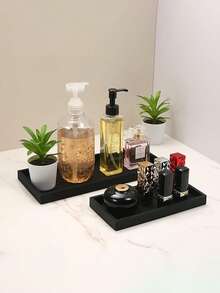 黑色硅胶台面托盘，浴室、厨房或梳妆台收纳架 - 可放置肥皂瓶、蜡烛、香水、珠宝、钥匙 - 现代、防滑、防碎 - 彩色 - 查看 5