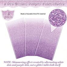zxr FunnyPars - Juego de 3 manteles de plástico color morado degradado para fiestas mantel rectangular desechable color pastel degradado decoración de aniversario de boda cumpleaños 54 x 108 pulgadas125 - Morado - Ver 4