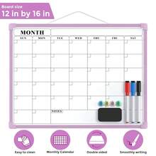 MaxGear Monthly Calendar Dry Erase Board For Wall, 16\X12\ Small Hanging Double-Sided White Board, Portable Whiteboard For Planning, Drawing, Memo, To Do List, Schoolsss, Home, Office, Purple Frame,Purple - 紫色的 - 查看 7