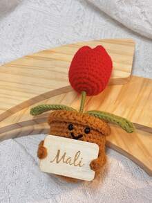 1pc Laser Engraved Customized Positive Affirmation Potted Plant, Cute Crochet Figurine, Plant Imitation, Suitable For Party, Wedding, Birthday And Valentine's Day Novelty Gift - Multicolor - View 3