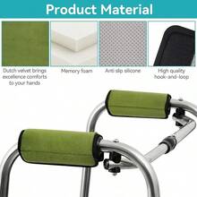 Soft Padded Grip Covers For Folding Wheelchair, Walker, Cane Handles, Mobility Aids (Gray/Pink) - Green - View 4
