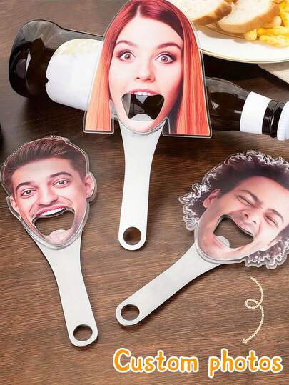 Personalized Face Design Bottle Opener, Beer Bottle Opener, Funny Adult Kitchen, Restaurant, Bar, Party, Wedding Decor Gift, Father's Day Gift, Wedding Essential, Multi-Functional, Durable, Decorative, Reusable