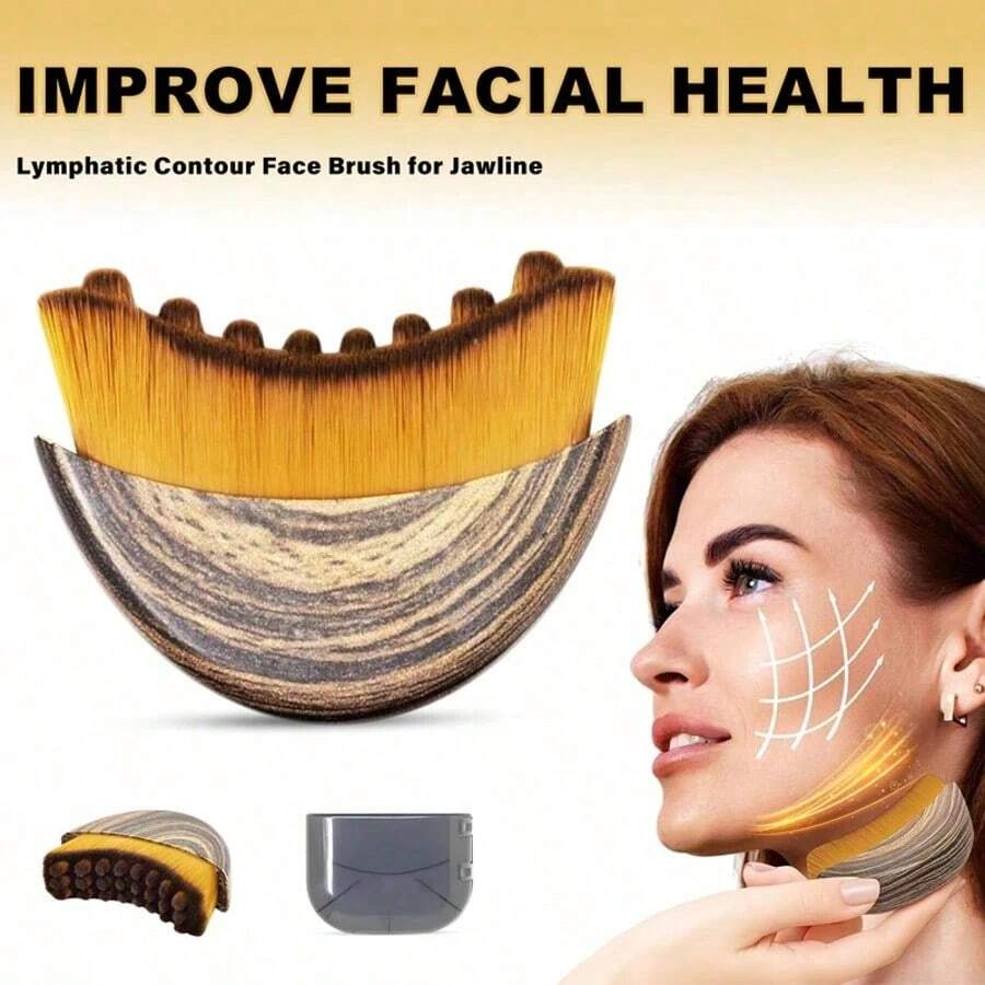 New Lymphatic Contour Face Brush, Lymphatic Drainage Massager For Face, Dry Brushing Face Brush, Chin & Jawline Sculpting, Ergonomically Designed To Fit The Skin Precisely And Relieve Fatigue - 彩色 - 查看 1