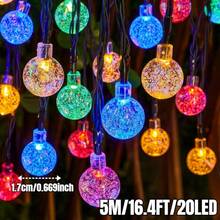 Luces de cadena de bola de cristal solar para exteriores 5m/7m/12m - 20/50/100 LED, 8 modos de iluminación, luces de jardín impermeables, adecuadas para patio, camping, cenador, pared, ventana, fiesta, boda, terraza, Navidad, decoración de San Valentín - Verde Oscuro - Ver 19