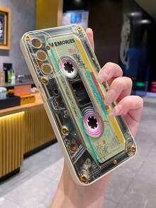 1pc Retro Cassette Tape Phone Case Compatible With Apple, /Galaxy, Infinix, Redmi, OPPO, VIVO, Realme - Beige - View 6