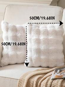 1件装饰性仿兔毛抱枕套（不含填充物），现代法兰绒毛绒抱枕套，拉链封口，适用于家居、沙发、客厅 - 彩色 - 查看 20