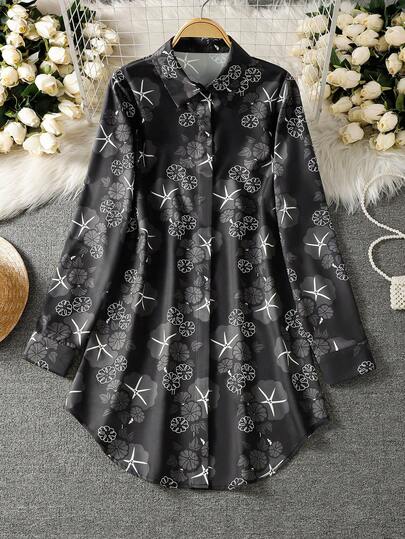 Women's Long Sleeve All-Over Print Casual Arabic Style Top