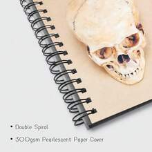 1本A5螺旋笔记本，图案为人类头骨解剖，米色横格内页，适用于医学生和科学笔记 - A5 - 查看 3