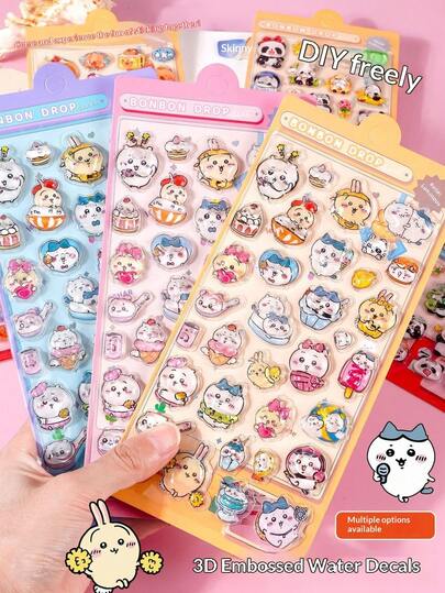 1個 アニメ漫画 3Dステッカー、かわいい子猫ステッカー、再利用可能な防水ステッカー、DIYクラフトステッカー、ノートパソコン、水筒、ノート、車、スーツケース、ギフトラッピング、パーティー装飾、ビニールステッカー、学用品、入学準備用品に適しています。(ランダムスタイル)