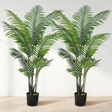 Artificial Palm Tree 4FT Fake Tree With White Tall Planter 2 Pack Faux Tropical Areca Floor Plant In Pot Artificial Silk Plant For Home Office Living Room Decor Indoor - 5 FT - Xem 1