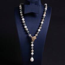 1pc Handmade Beaded Necklace, Fashion//Bohemian Style, Random Arrangement Of Pearls, Bee, Insect, Elephant, Leopard, Animal Shapes, Suitable For Women, Autumn/Winter, Sweater Chain, Long Necklace, Y2K, Women's Long Necklace, Gift