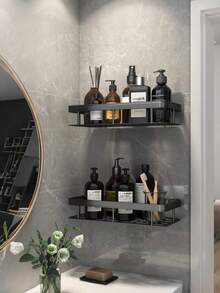 رف حمام كبير السعة من سبيكة الألومنيوم، رف دش لاصق مثبت على الحائط، رف تخزين أنيق للحمام/المطبخ، منظم مستحضرات التجميل، مصنوع من سبيكة الألومنيوم، صندوق تخزين كبير، مناسب للحمام والمطبخ، رف توابل المطبخ، رف تصريف، منظم تخزين، أدوات المطبخ، ديكور المنزل - متعدد الألوان - مشاهدة 6