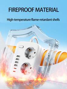 1个45°倾斜旅行适配器 | 2个USB-C端口（100W PD充电）+ 4个USB-A端口 | 8合1多功能充电集线器，适用于笔记本电脑、手机、平板电脑、相机等 | 小巧便携设计，是旅行、办公和居家桌面的理想之选 | 采用阻燃耐热材料制成，内置智能保护芯片，性能可靠 | 兼容全球电压，多端口和宽间距插头，节省空间。