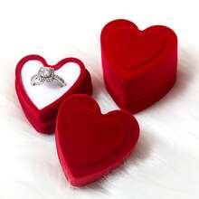Cajas para anillos con forma de corazón, estuche para pendientes y colgantes, cajas de regalo para anillos y pendientes, expositor de joyas - Rojo - Ver 6