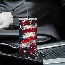 20oz Patriotic American Flag Fireworks Tumbler With Straw - Double-Wall Vacuum Insulated Cup, Leakproof Lid - Keeps Drinks Hot/Cold For Hours - Independence Day, Birthday, 4th Of July Gifts - Red, White, Blue Patriotic Cup For Home, Office, Travel, Outdoor - Durable Stainless Steel Construction, American Flag Decorations, Travel Drinkware, Star Pattern Design, Rustresistant Drinkware, Office Cup, Festive Cup, Highquality Construction, Reusable Cup, Office Workers - 1PC - 查看 8