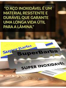 60 Laminas De Barbear Super Barba Premium Barbearia Original - Cinza - Visão 2