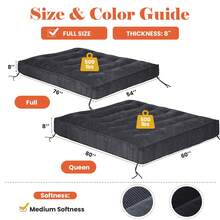 8" Futon Mattress Full Size, Futons Sofa Bed Sleeper Couch Bed, Roll Up Mattress With Shredded Foam & 2 Straps For Storage, Futon Floor Mattress For Living Room, Corduroy (Frame Not Included) - 灰色 - 查看 8