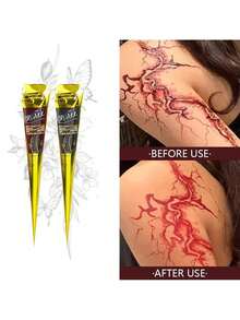 SRVAKK 3/4/12 Pcs Henna DIY Tattoo Paste, Brown/Black Temporary Henna Tattoo, Semi-Permanent Fingerprint Body Painting Ink, Waterproof Henna Tattoo Paste, Suitable For Body Painting And Various DIY Patterns. - 彩色 - 查看 8