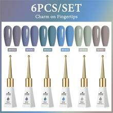 Mtssii 10ml 6pcs Glass Bottle Gel Nail Polish Set Nude Pink Solid Color Gel Polish Set Semi Permanent Nail Polish Varnish Soak Off UV LED Gel Nail Glue Manicure Kit Nail Supplies Nail Art DIY Home Salon Gifts For Women Nails - Multicolor - View 14