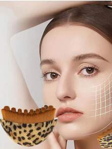 1支新款豹纹面部轮廓刷，多功能化妆刷，可用于修容、散粉、颈部护理、淋巴引流、刮痧、面部按摩、面部护理，适用于面部轮廓，附赠防尘盖，是节日送礼佳品。 - 彩色 - 查看 1
