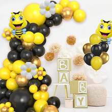 119pcs Bee-Themed Balloon Arch Set, Includes Bee And Daisy Foil Balloons, As Well As Yellow, Black, And Gold Latex Balloons. Perfect For Birthday Parties, Baby Showers, Engagements, Weddings, Bridal Showers, And Bee-Themed Party Decorations. - Multicolor - View 6