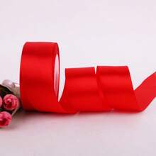 4cm Solid Red Satin Ribbon Rose Flower Bouquet Decor, Handmade DIY Woven Rope Gift Ribbon, Solid Color Satin Ribbon Suitable For Holiday Scene Decoration, Valentine's Day Flower Decor, Gift Packaging Ribbon