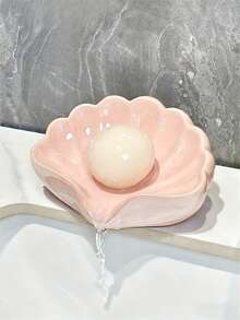 Leaf-Shaped Bathroom Countertop Soap Dish, Holds Soap, Toothbrush And Toiletries; Modern Home Decor Accessory; Soap And Toiletry Storage Rack; Smooth Surface; Plastic Material.