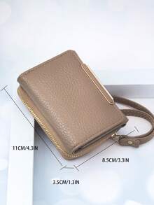 MINGYOU Short Tri-Fold Handbag Wallet PU Leather Women's Multifunctional Wallet With Zipper Large Capacity Coin Purse Card Holder For Women Wallet Mini Wallet Purse Wallet Small Wallet Cute Wallet Wristlet Wallet Purses For Woman Wallet For Ladies - Camel - View 3