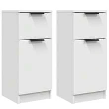 Larryhot Credenze 2 pz Bianche 30x30x70 cm in Legno Multistrato,Robusto e durevole, facile da montare, la scelta ideale per l'arredamento della casa - Bianco - Visualizzare 2