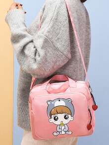 1pc Waterproof Large Capacity Tote Bag, Shoulder Strap Insulated Minimalist Cartoon Cute Diaper Bag, Suitable For Daily Outings - Multicolor - View 5