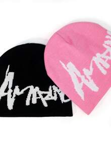 1pc/2pcs/3pcs Letter Knit Hat, Jacquard Knit Hat, Fashion Street Riding Gift, Great Choice For Men And Women, Acrylic Knit Hat, All Seasons - A - View 3