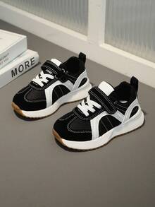 1 Pair Kids Casual Sports Shoes, Girls' Fashion Comfortable Athletic Sneakers, Boys' Running Shoes, Anti-Slip Soft Sole Toddler Runners, Baby First Walking Shoes - Black - View 2