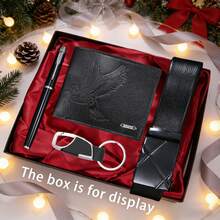 男士钱包+男士皮带四件套，日常搭配使用，父亲节礼物，时尚商务百搭男士钱包，适合作为节日礼物，如圣诞节、情人节、生日（不含礼盒） - 黑色 - 查看 13