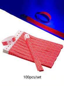 100条荧光锯齿纸质腕带，带6位序列号 - 多色一次性安全腕带，适用于音乐会、节日、生日、婚礼和派对等场合，也可用作活动腕带、婚礼腕带，轻便易携。 - 彩色 - 查看 9