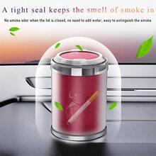 Cenicero de coche portatil con tapa desmontable inoxidable sin humo a prueba de olores y viento luz LED azul ideal para uso en vehiculos - Rojo - Ver 4