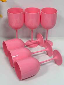 1/6/10/15/20个装 16盎司/480毫升 不易碎塑料葡萄酒杯 - 可重复使用的香槟鸡尾酒杯，多色高脚杯，适用于婚礼、派对、生日、家庭聚会和餐厅，白色/黑色优雅饮具 - 玫瑰紅 - 查看 2