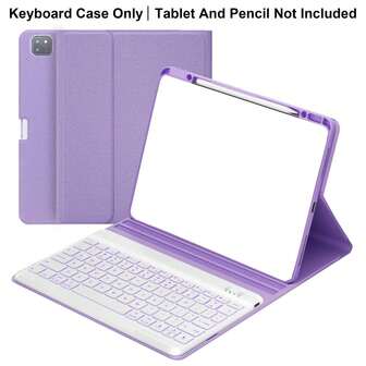 Funda de teclado compatible con iPad Air 13" (M2 2024) e iPad Pro 12.9", compatible con iPad 12.9" (6ta/5ta/4ta generación) 2022/2021/2020, con soporte para Apple Pencil, funda protectora tipo folio inteligente, teclado inalámbrico desmontable con retroiluminación de 7 colores