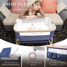 3 In 1 Baby Bassinet Bassinet Co Sleeper For Baby Bassinet With Wheels And Storage Basket And Mosquito Net Height Adjustable Baby Bed Portable Bassinet For Newborn/Infant - Blue - View 4