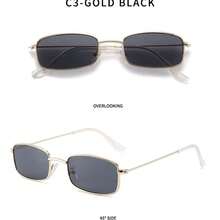 1PC New Style Personality Fashion Small Frame Square Fashion Glasses, Metal Unisex Fashion Candy Color Fashion Glasses - Gold Frame White Film - View 3