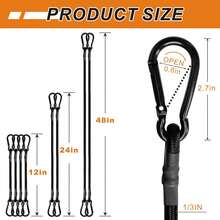 Elastic Rope With Quick Hook, Heavy-Duty Outdoor Black Elastic Band, Strong Industrial Grade Elastic Rope, Used To Fix Waterproof Cloth, Luggage, Tents, Bicycles, 12 Inches+24 Inches+48 Inches, - Multicolor - View 11