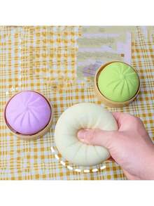 1pc Colorful Dumpling Stress Balls Fidget Sensory Toy,Squeeze Dough Ball Stress Relief Hand Toy,Bun With Food Steamer Stretchy Desk Toys - Nhiều màu - Xem 4