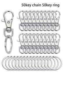 10/100PCS Lobster Clasp With Split Rings And Swivel Buckle Hanging Waist Key Hook Buckle, Zinc Alloy Dog Buckle For DIY Leather Case Bag Hardware Accessories Jewelry Making